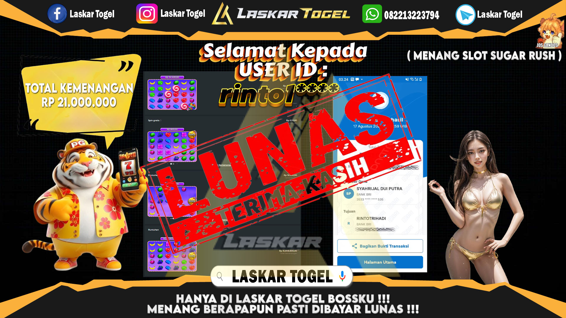 LASKARTOGEL JACKPOT TOGEL TOTO MACAU Rp.5.000.000.,- LUNAS