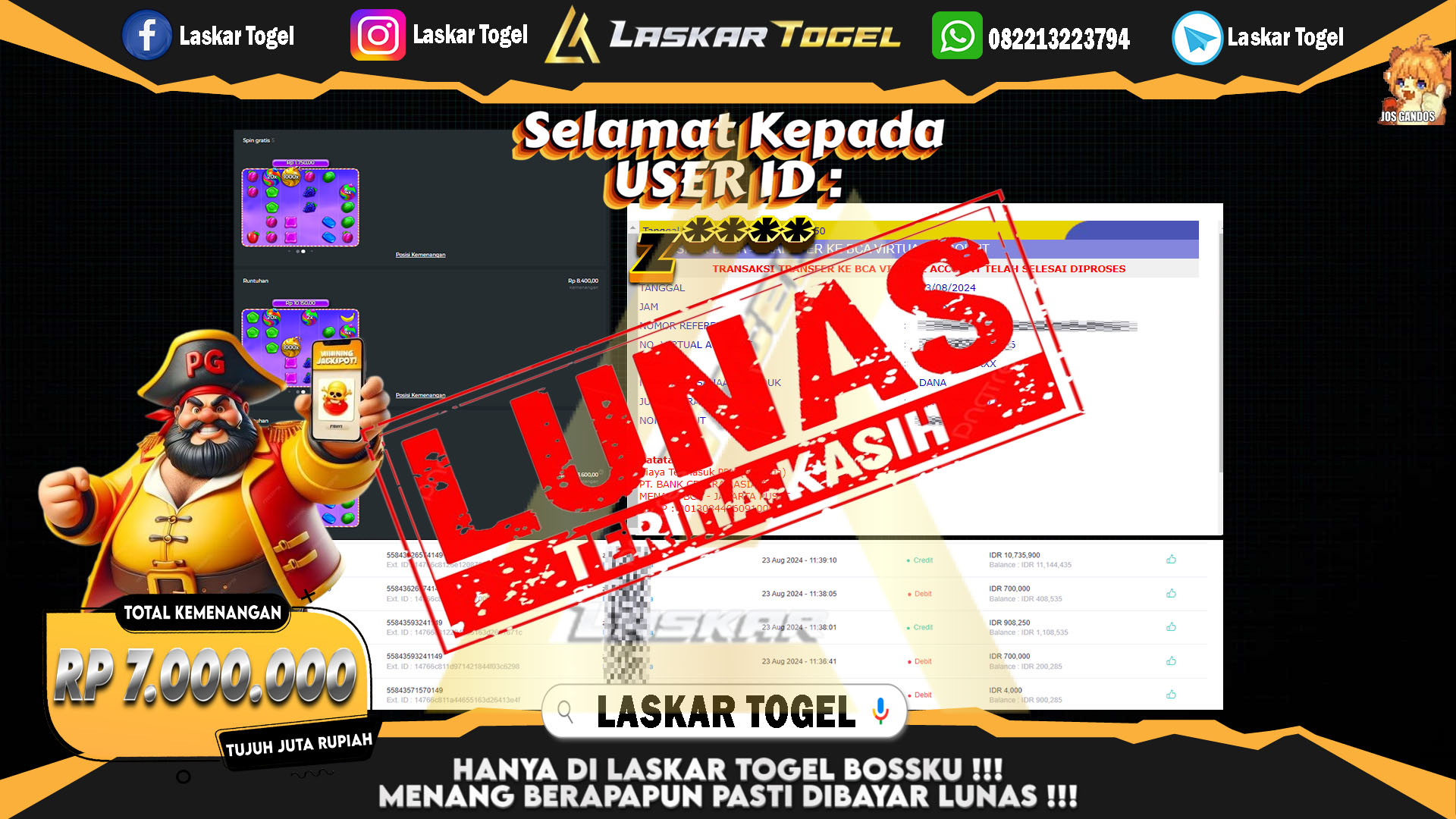 LASKARTOGEL JACKPOT TOGEL TOTO MACAU Rp.5.000.000.,- LUNAS