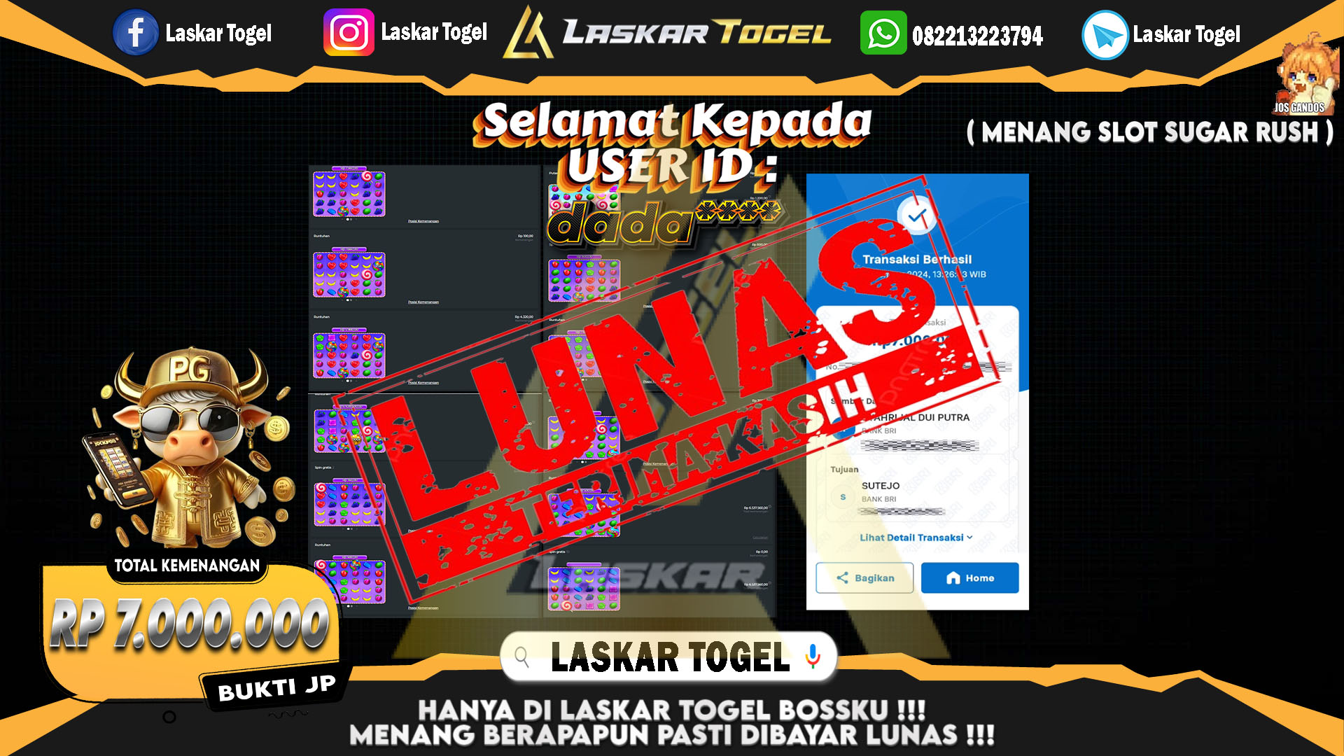 LASKARTOGEL JACKPOT TOGEL TOTO MACAU Rp.5.000.000.,- LUNAS