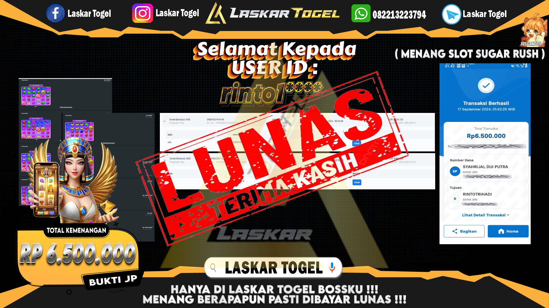 LASKARTOGEL JACKPOT TOGEL TOTO MACAU Rp.5.000.000.,- LUNAS