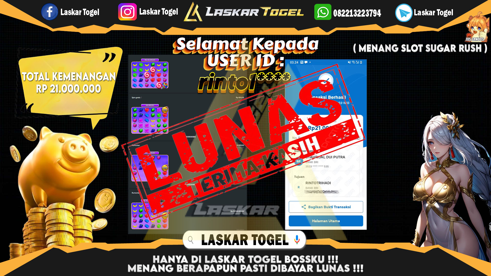 LASKARTOGEL JACKPOT TOGEL TOTO MACAU Rp.5.000.000.,- LUNAS