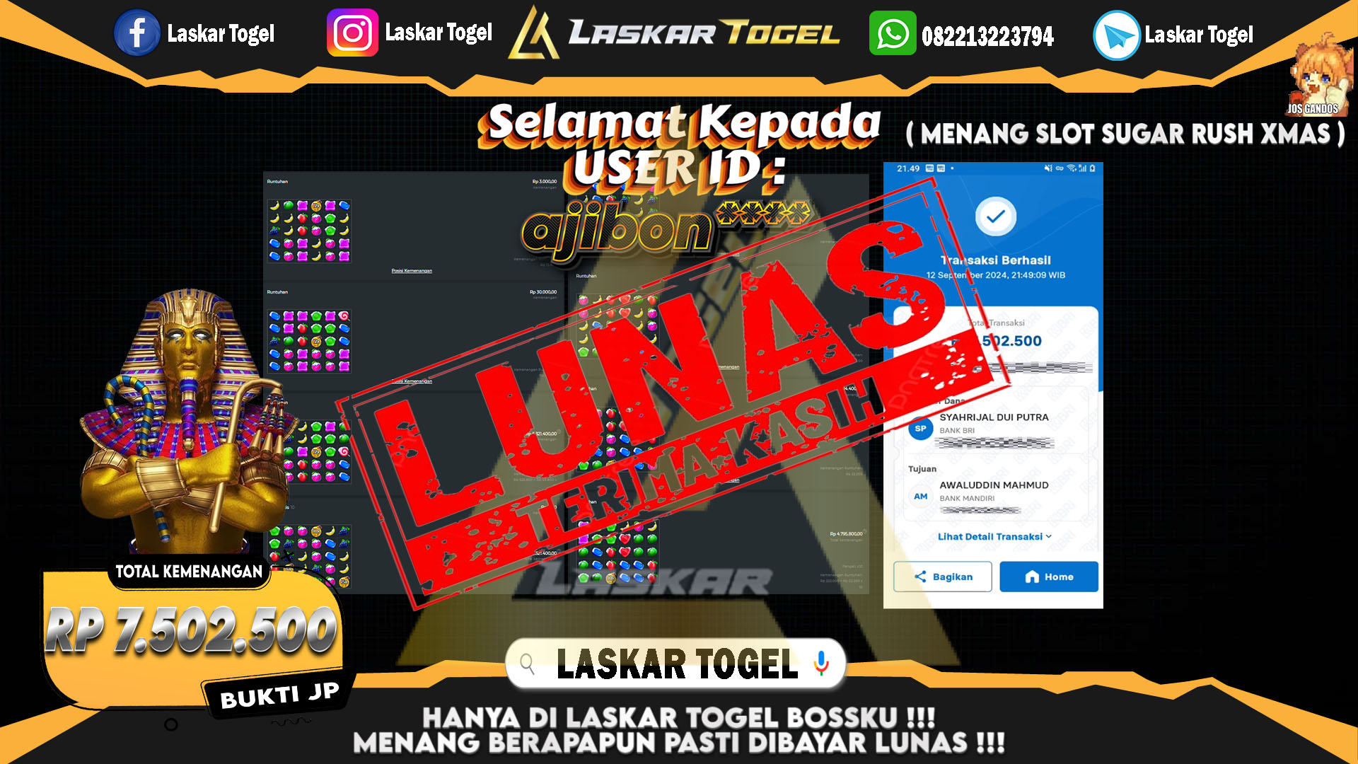 LASKARTOGEL JACKPOT TOGEL TOTO MACAU Rp.5.000.000.,- LUNAS