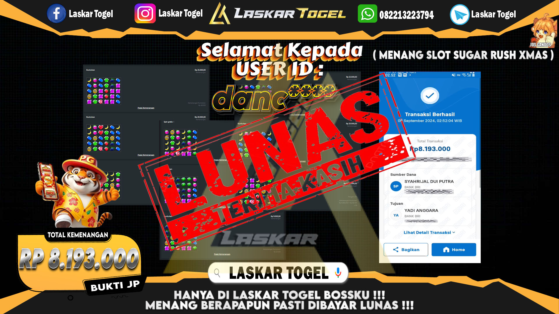 LASKARTOGEL JACKPOT TOGEL TOTO MACAU Rp.5.000.000.,- LUNAS