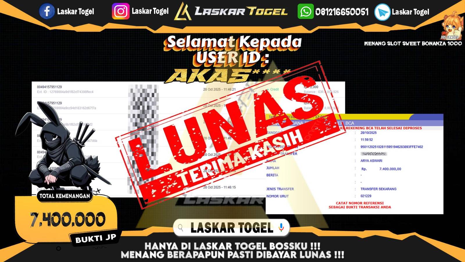 LASKARTOGEL JACKPOT SLOT SWEET BONANZA 1000 Rp.6.020.000,- LUNAS