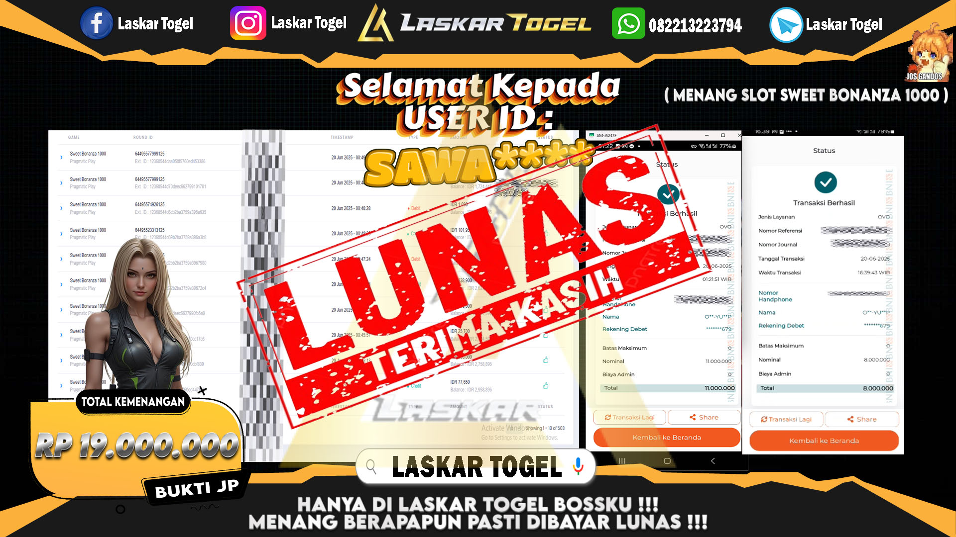 LASKARTOGEL JACKPOT SLOT SWEET BONANZA 1000 Rp.19.000.000.,- LUNAS
