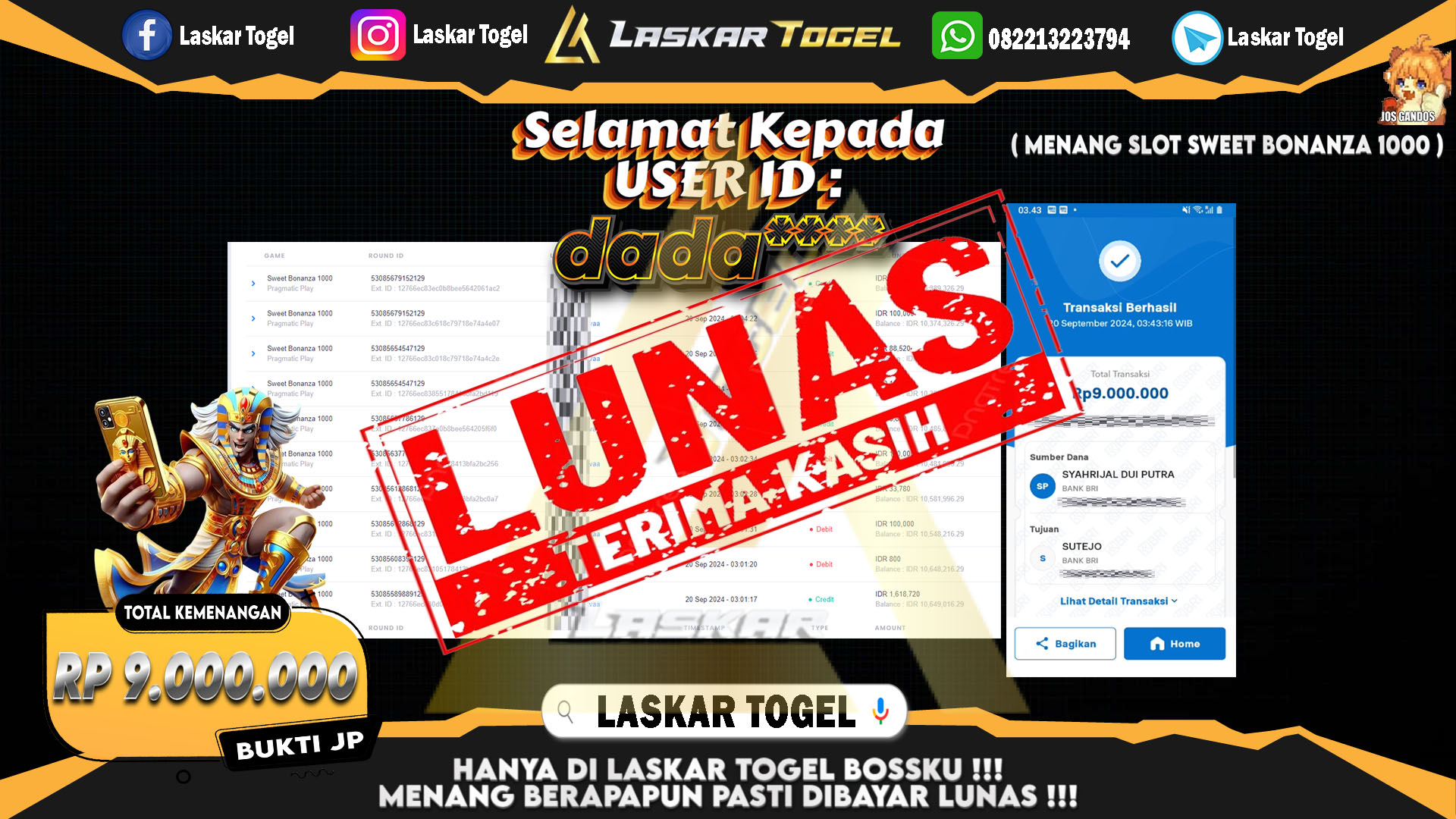 LASKARTOGEL JACKPOT TOGEL TOTO MACAU Rp.5.000.000.,- LUNAS