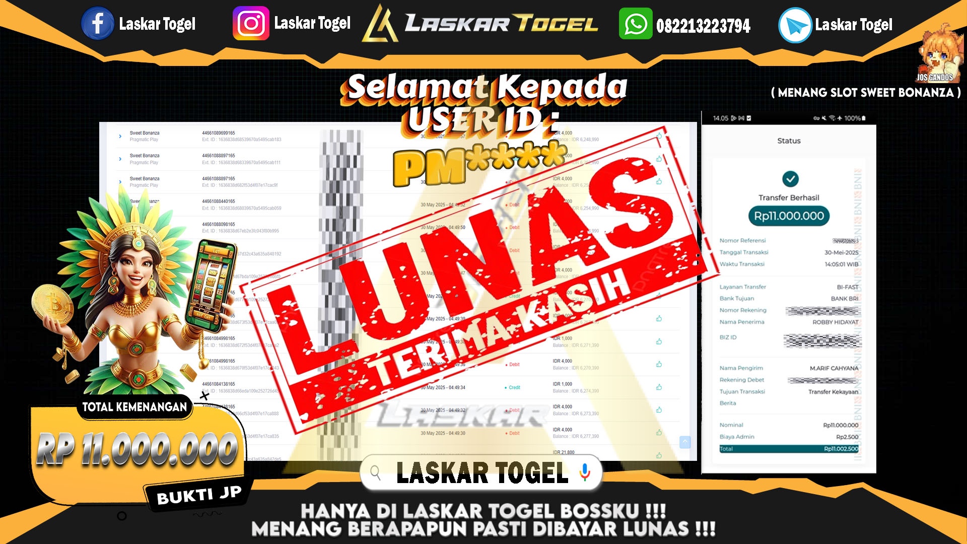 LASKARTOGEL JACKPOT SLOT SWEET BONANZA Rp.11.000.000.,- LUNAS