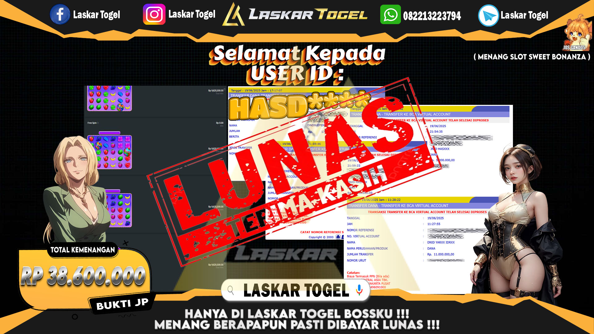 LASKARTOGEL JACKPOT SLOT SWEET BONANZA Rp.38.600.000.,- LUNAS