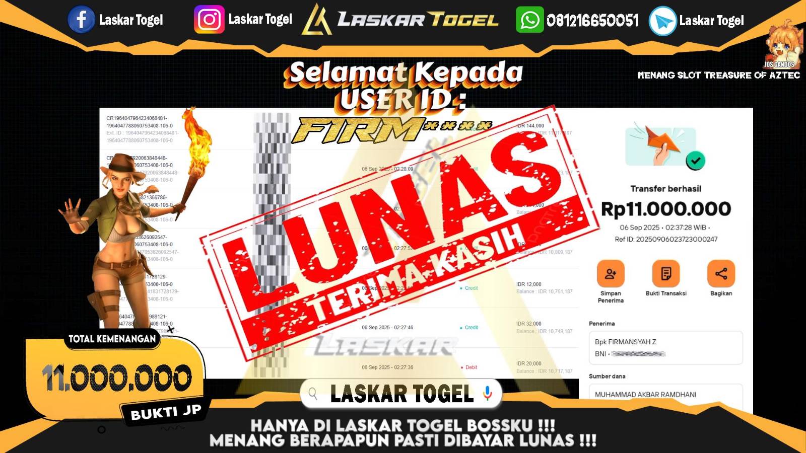 LASKARTOGEL JACKPOT SLOT TREASURE OF AZTEC Rp.11.000.000,- LUNAS