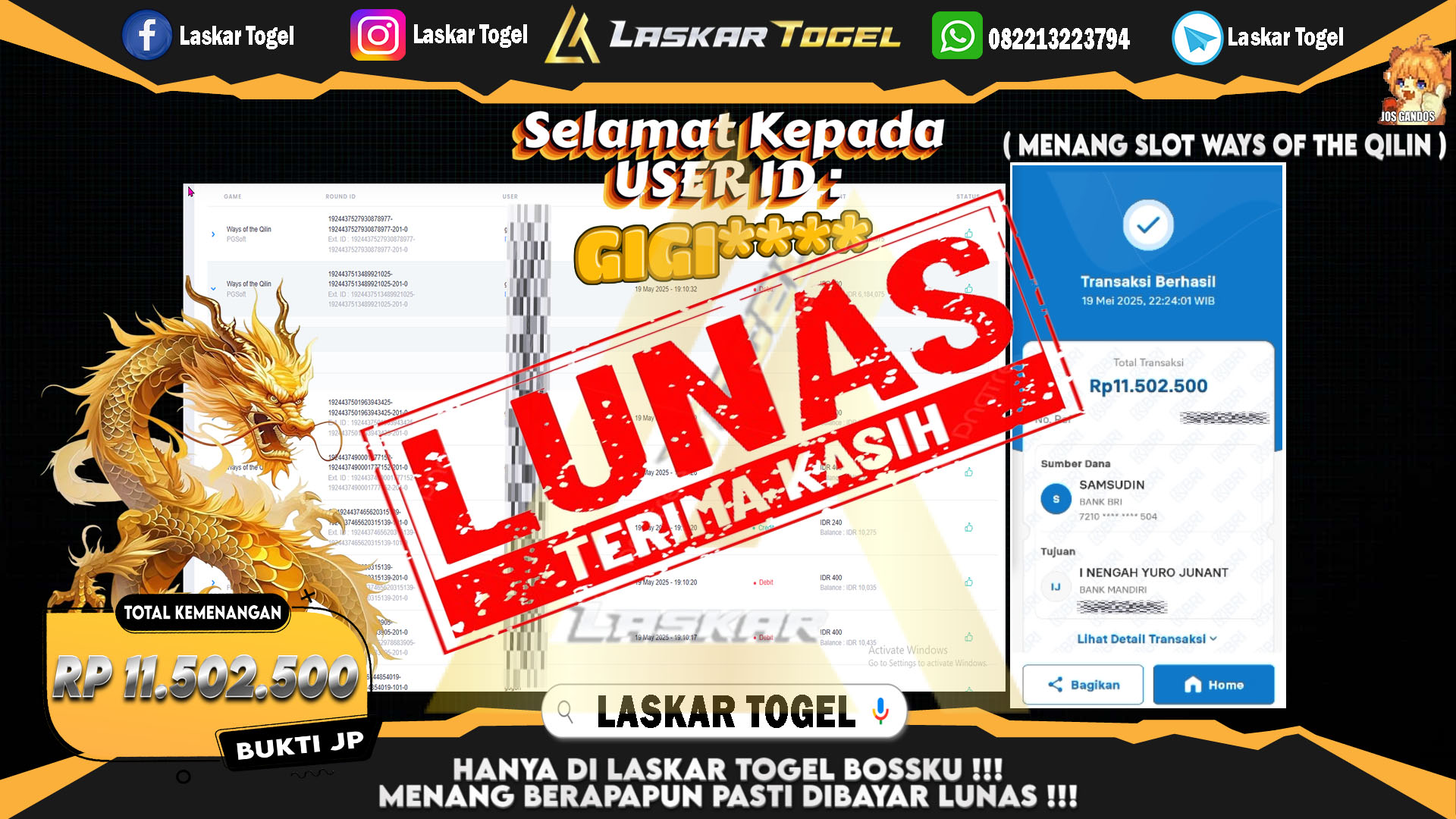 LASKARTOGEL JACKPOT SLOT GATES OF OLYMPUS Rp.10.002.500.,- LUNAS