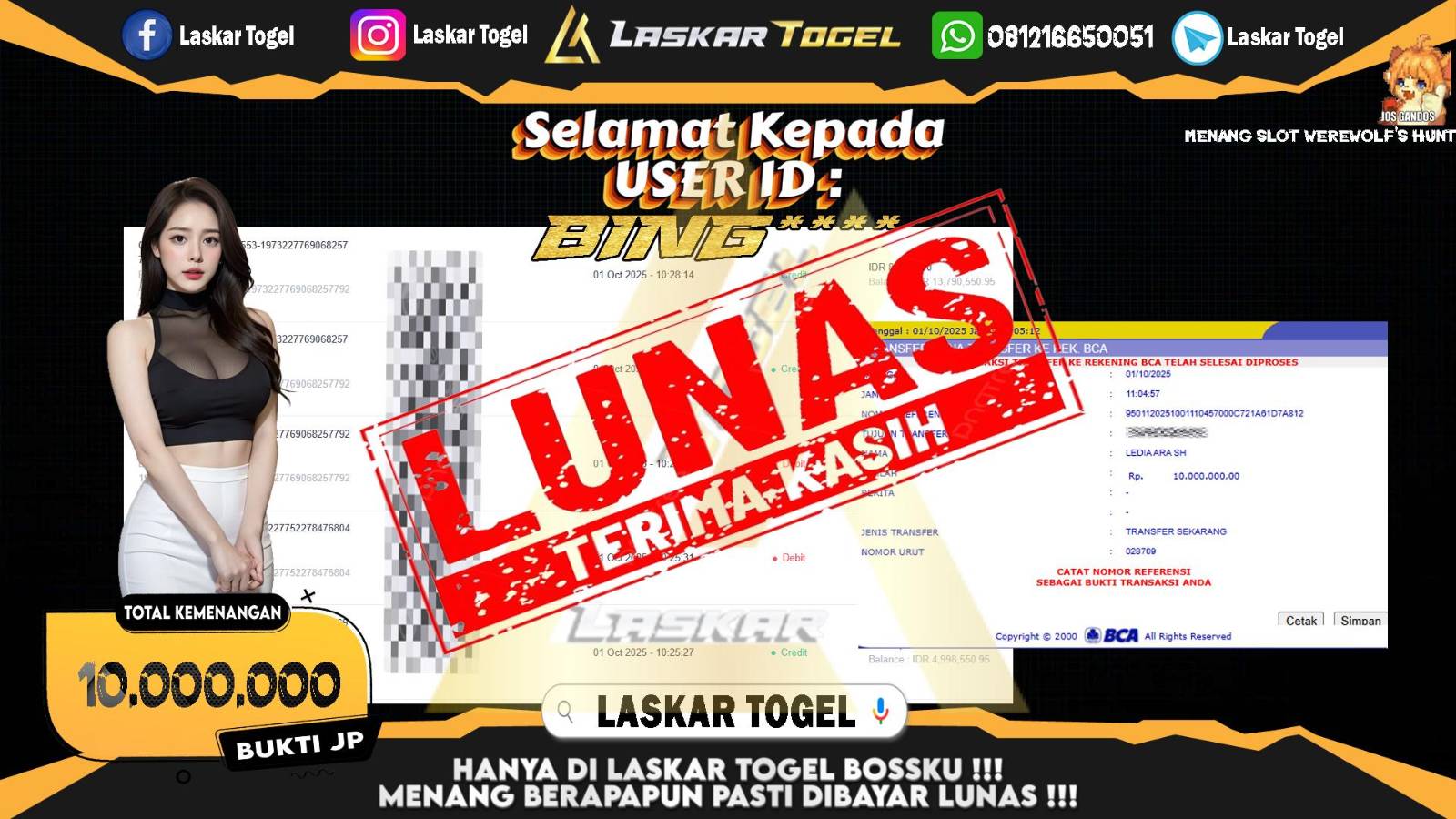 LASKARTOGEL JACKPOT SLOT WEREWOLF'S HUNT Rp.10.000.000,- LUNAS