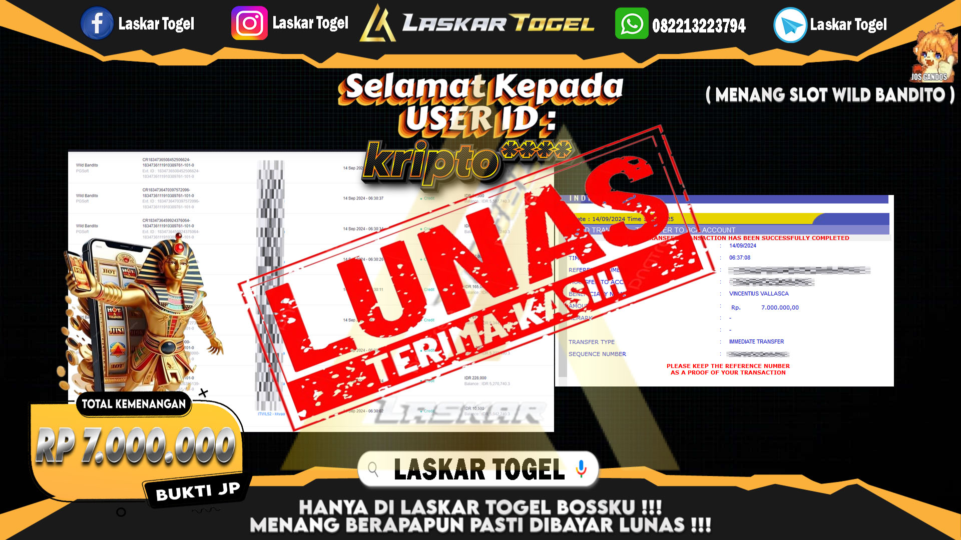 LASKARTOGEL JACKPOT TOGEL TOTO MACAU Rp.5.000.000.,- LUNAS