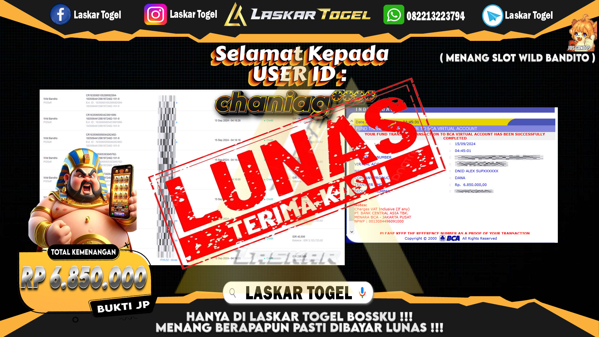 LASKARTOGEL JACKPOT TOGEL TOTO MACAU Rp.5.000.000.,- LUNAS