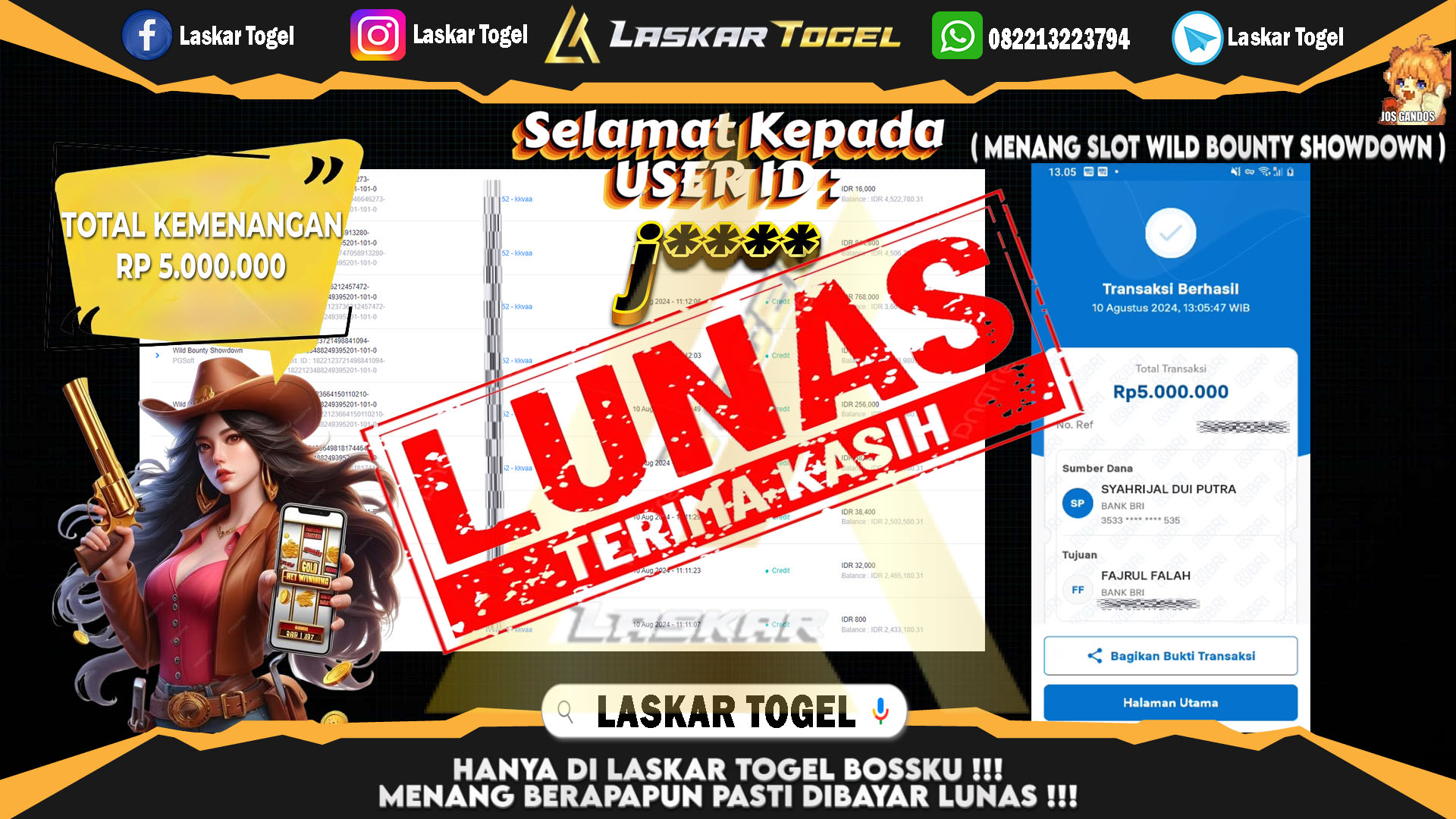 LASKARTOGEL JACKPOT TOGEL TOTO MACAU Rp.5.000.000.,- LUNAS