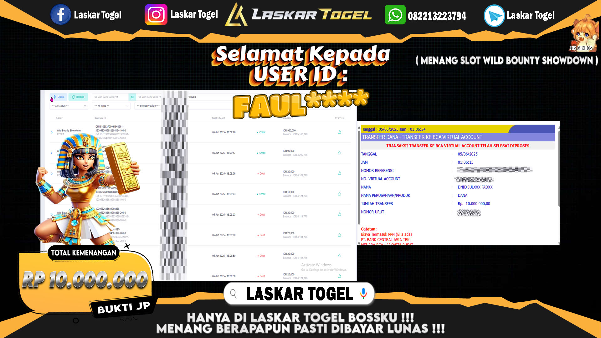 LASKARTOGEL JACKPOT SLOT WILD BOUNTY SHOWDOWN Rp.10.000.000.,- LUNAS