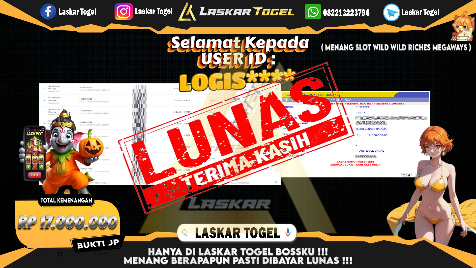 LASKARTOGEL JACKPOT 24D SPIN Rp.9.200.000.,- LUNAS