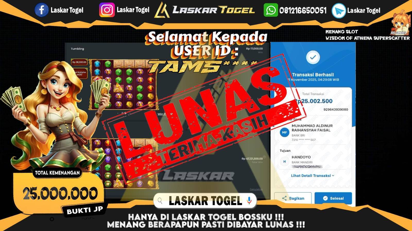 LASKARTOGEL JACKPOT SLOT WISDOM OF ATHENA SUPER SCATTER Rp.25.000.000,- LUNAS