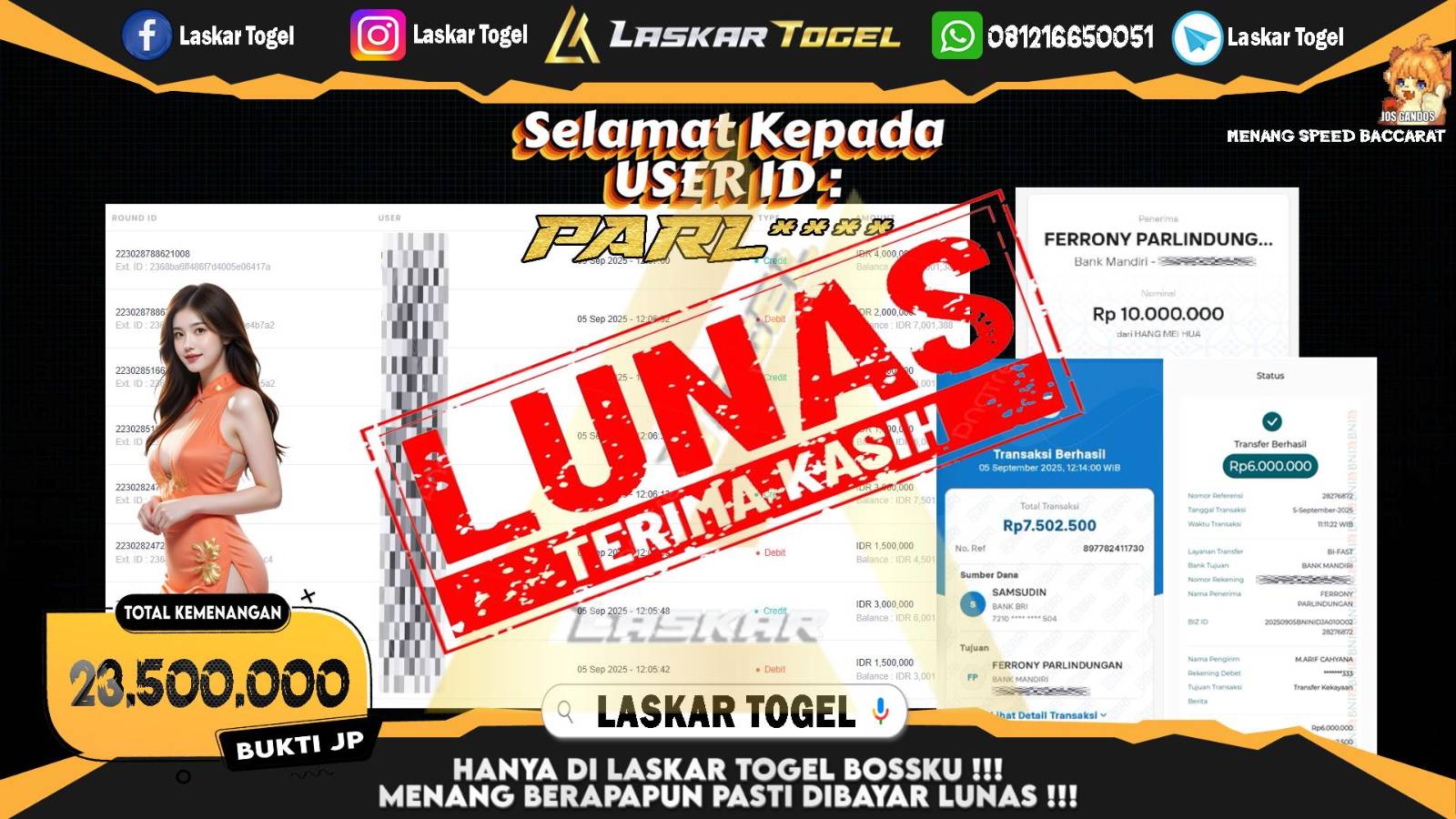 LASKARTOGEL JACKPOT SPEED BACCARAT Rp.23.500.000,- LUNAS