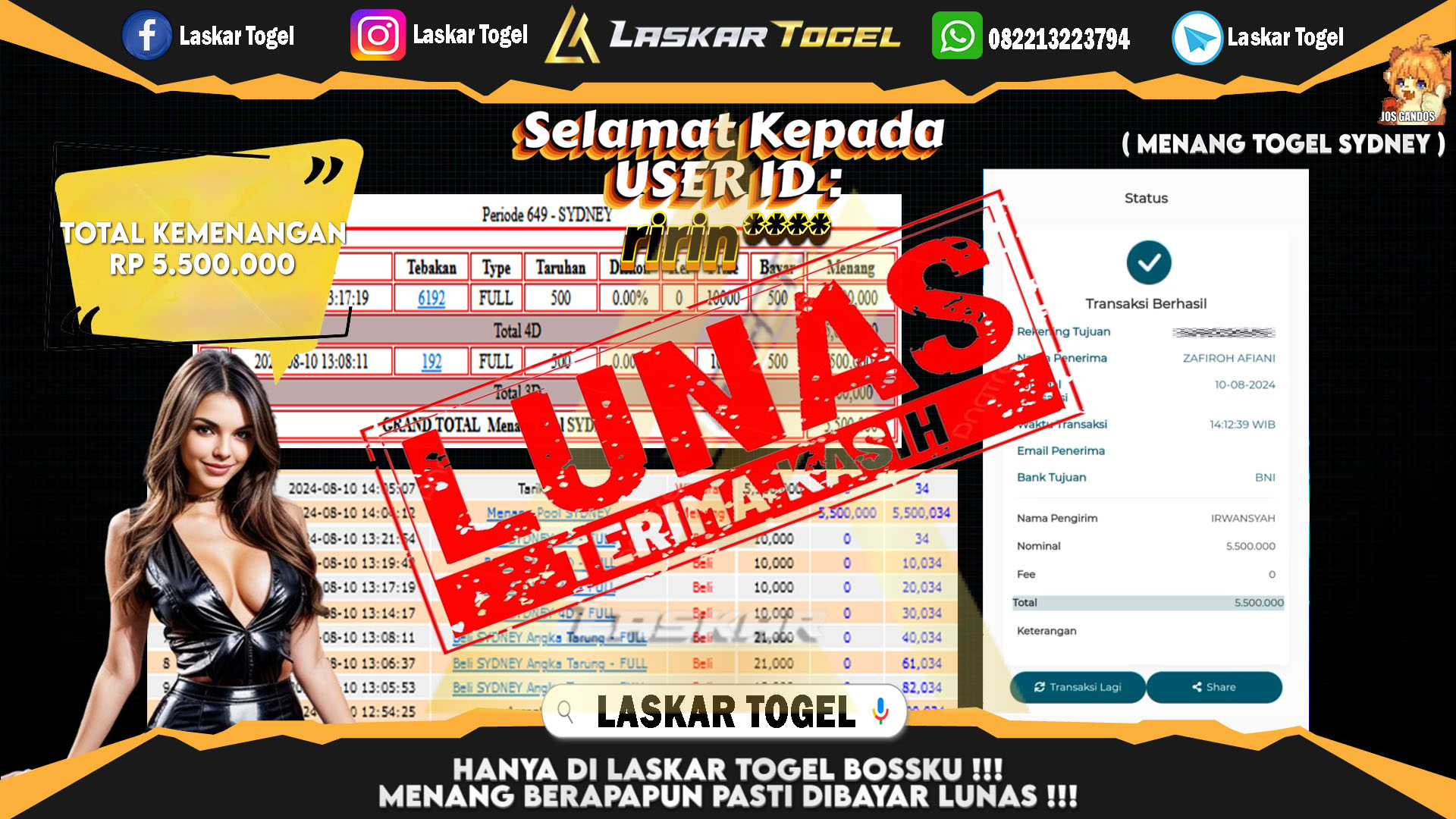 LASKARTOGEL JACKPOT TOGEL TOTO MACAU Rp.5.000.000.,- LUNAS
