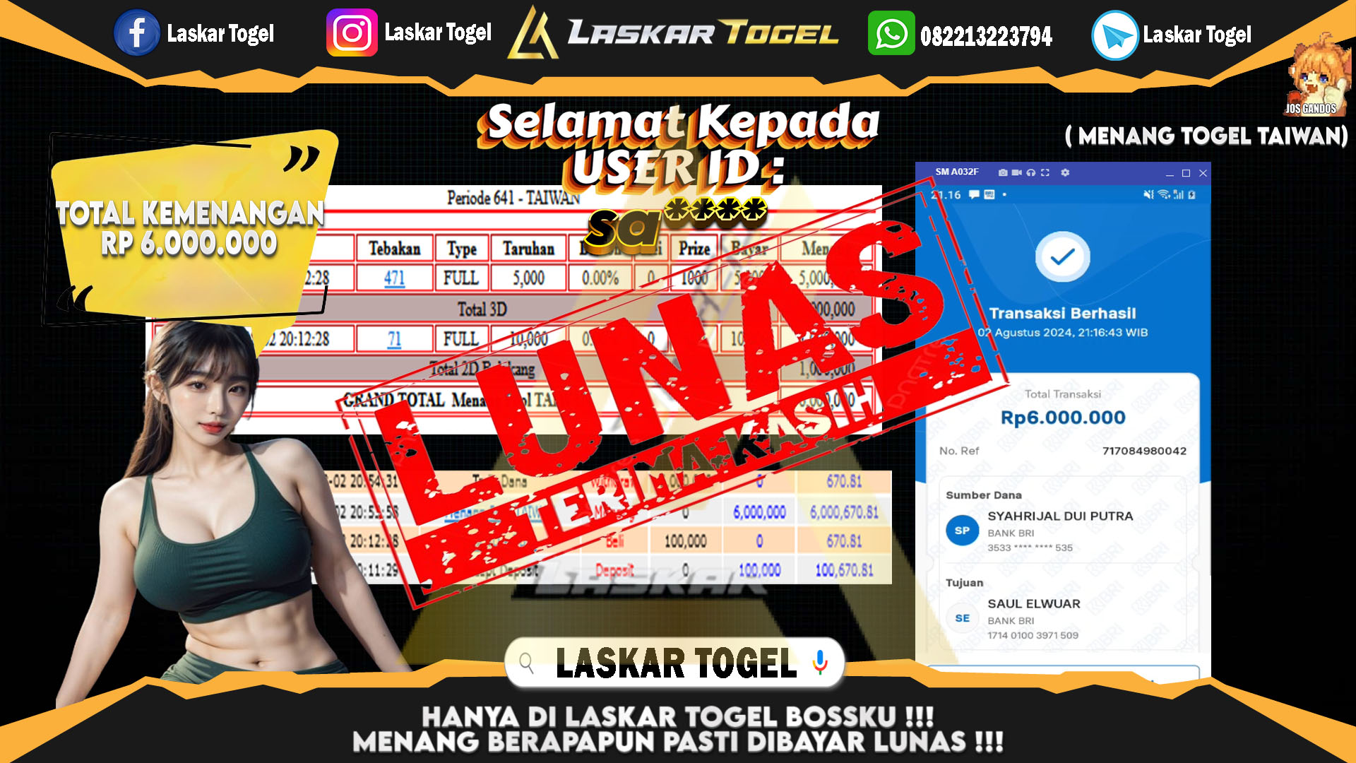 LASKARTOGEL JACKPOT TOGEL TOTO MACAU Rp.5.000.000.,- LUNAS