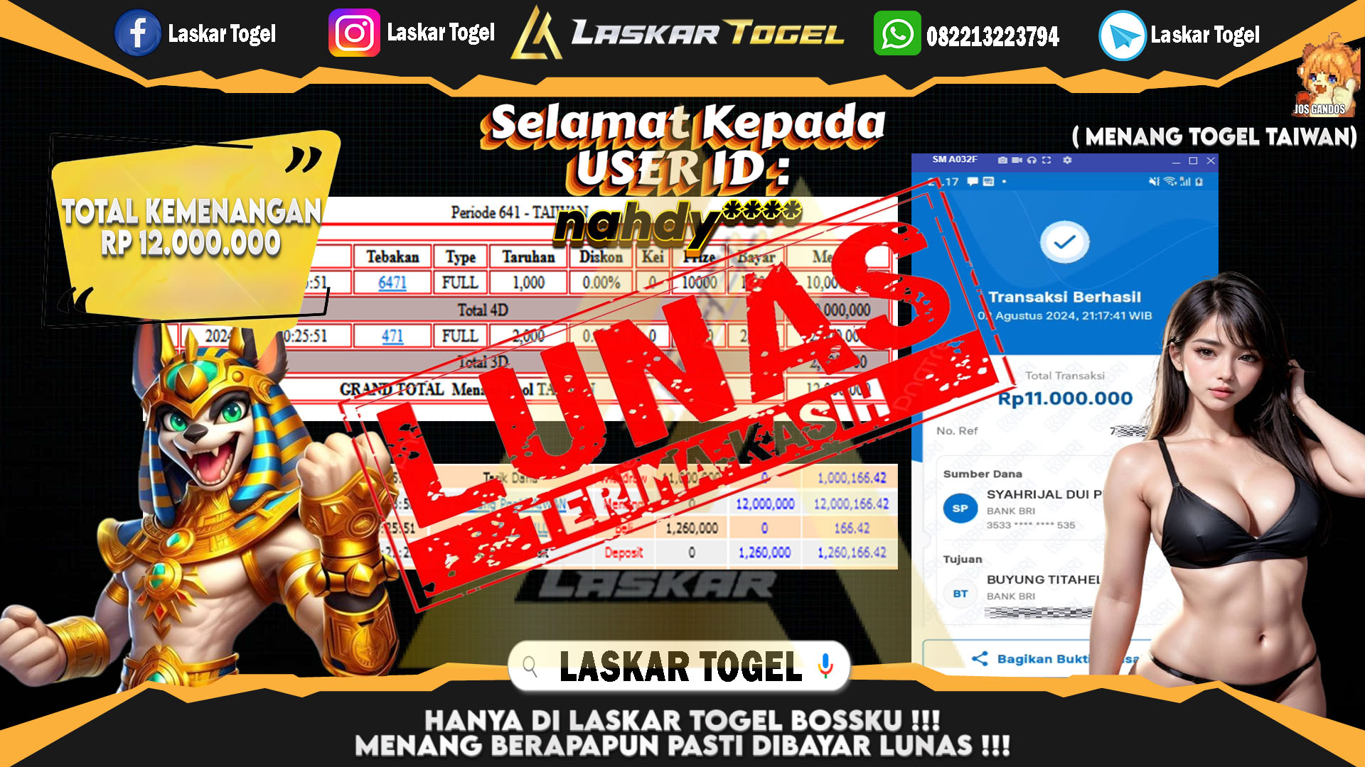 LASKARTOGEL JACKPOT TOGEL TOTO MACAU Rp.5.000.000.,- LUNAS