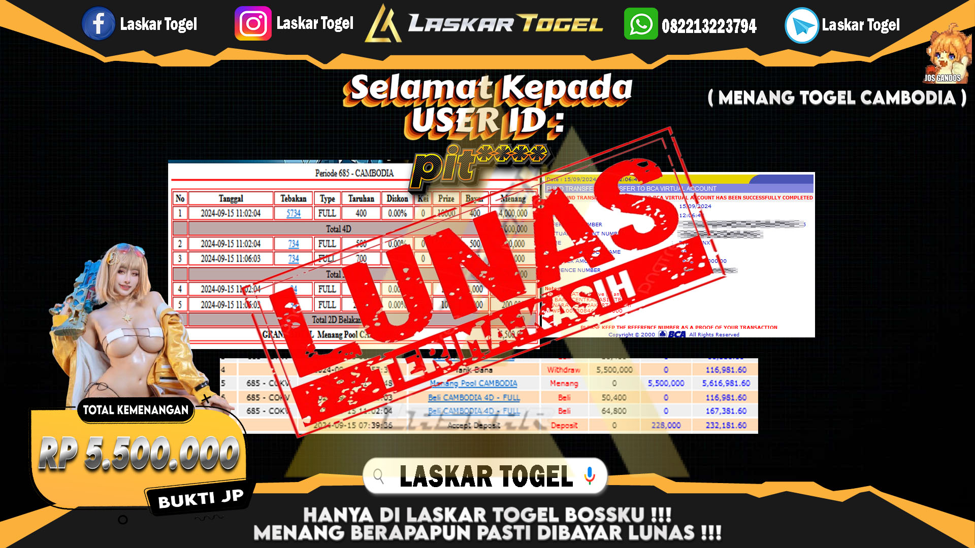 LASKARTOGEL JACKPOT TOGEL TOTO MACAU Rp.5.000.000.,- LUNAS