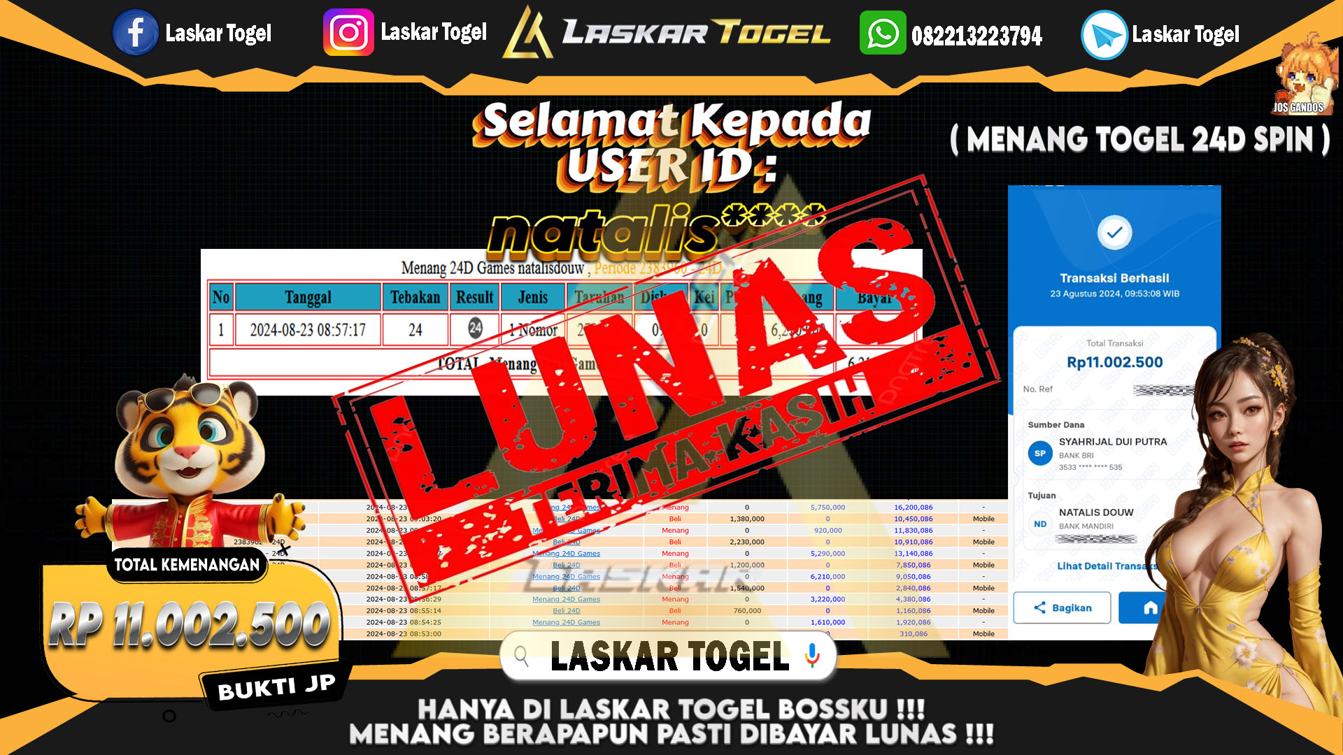 LASKARTOGEL JACKPOT TOGEL TOTO MACAU Rp.5.000.000.,- LUNAS