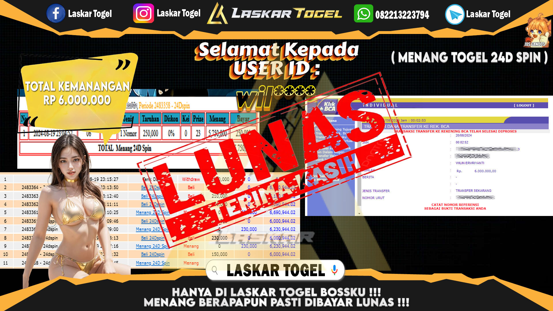 LASKARTOGEL JACKPOT TOGEL TOTO MACAU Rp.5.000.000.,- LUNAS