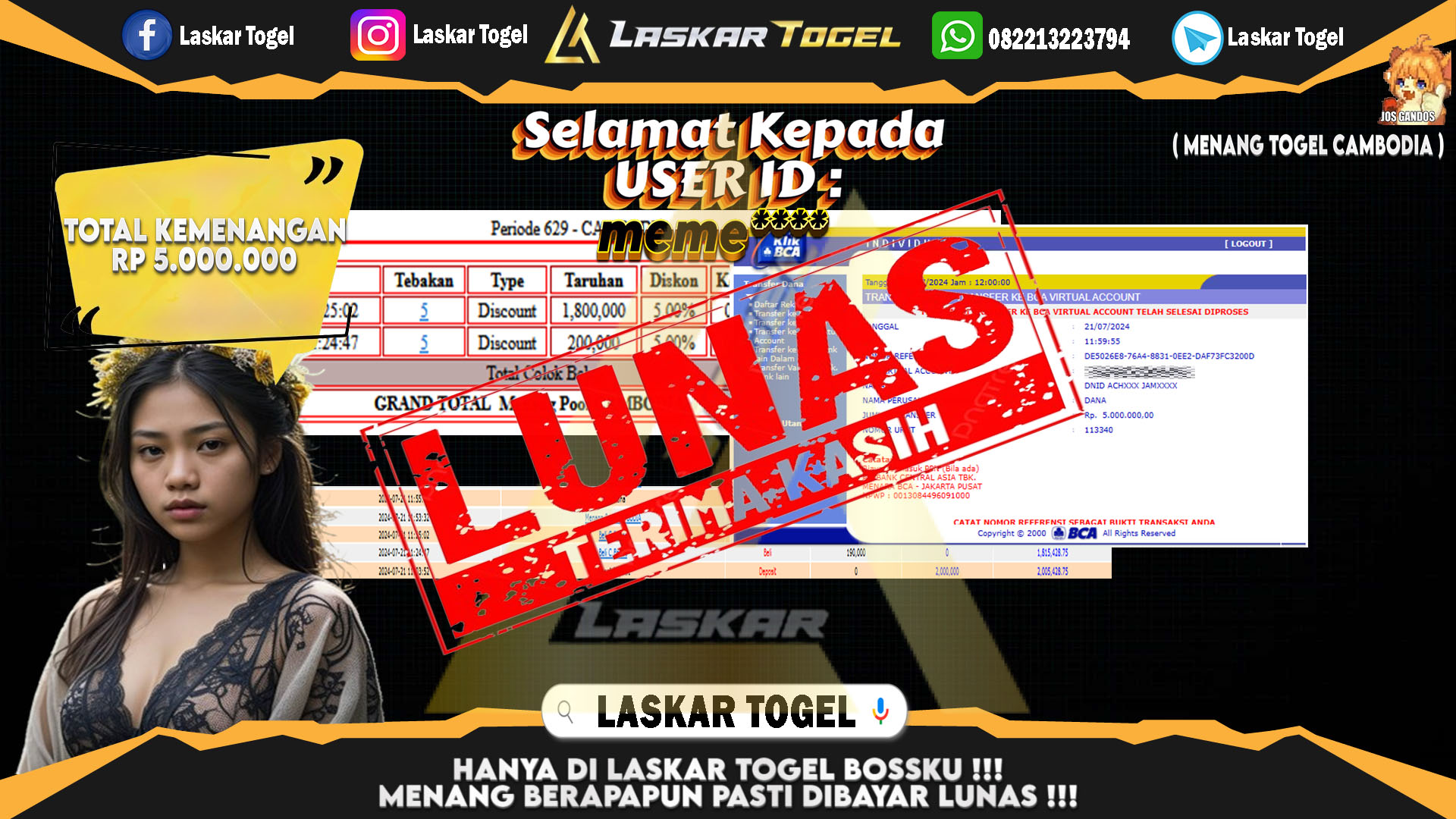 LASKARTOGEL JACKPOT TOGEL TOTO MACAU Rp.5.000.000.,- LUNAS