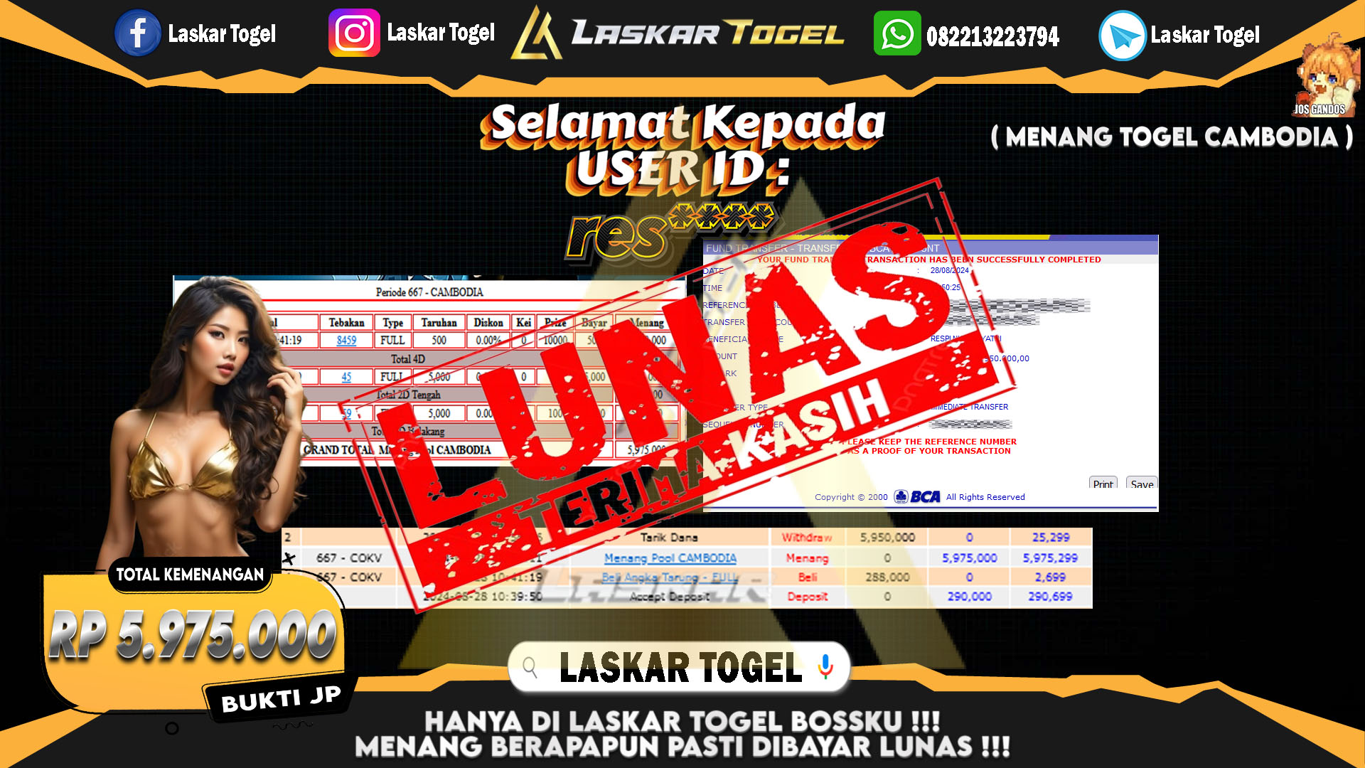 LASKARTOGEL JACKPOT TOGEL TOTO MACAU Rp.5.000.000.,- LUNAS