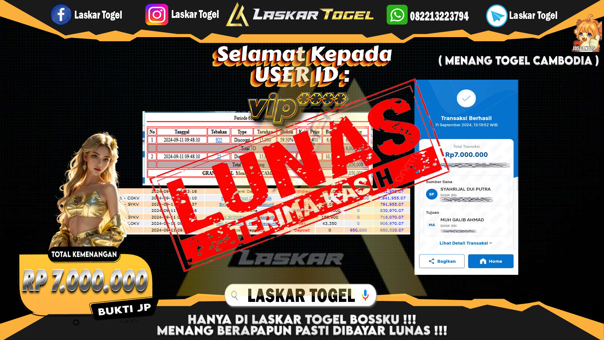 LASKARTOGEL JACKPOT TOGEL TOTO MACAU Rp.5.000.000.,- LUNAS