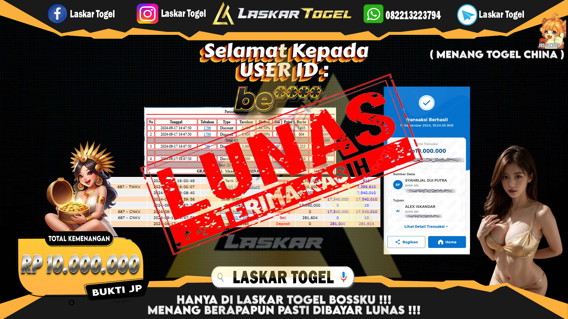 LASKARTOGEL JACKPOT TOGEL TOTO MACAU Rp.5.000.000.,- LUNAS