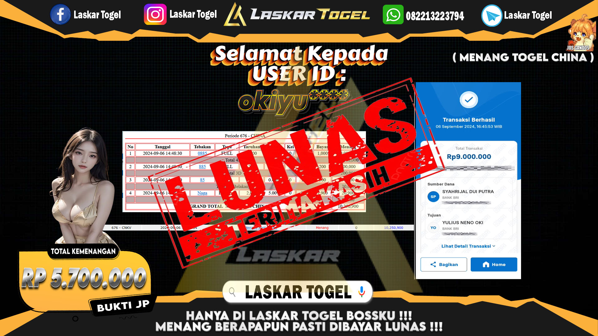 LASKARTOGEL JACKPOT TOGEL TOTO MACAU Rp.5.000.000.,- LUNAS