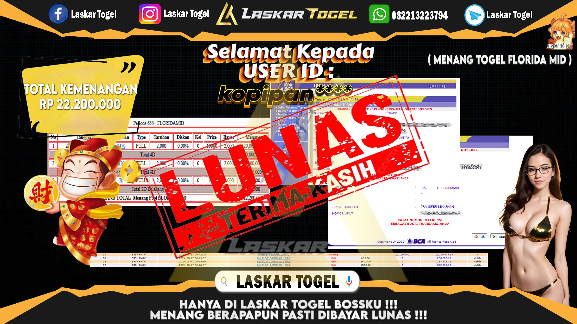 LASKARTOGEL JACKPOT TOGEL TOTO MACAU Rp.5.000.000.,- LUNAS