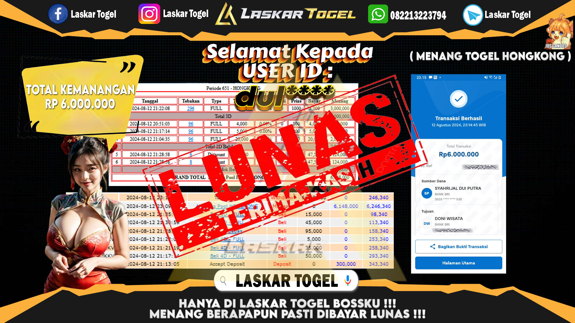 LASKARTOGEL JACKPOT TOGEL TOTO MACAU Rp.5.000.000.,- LUNAS