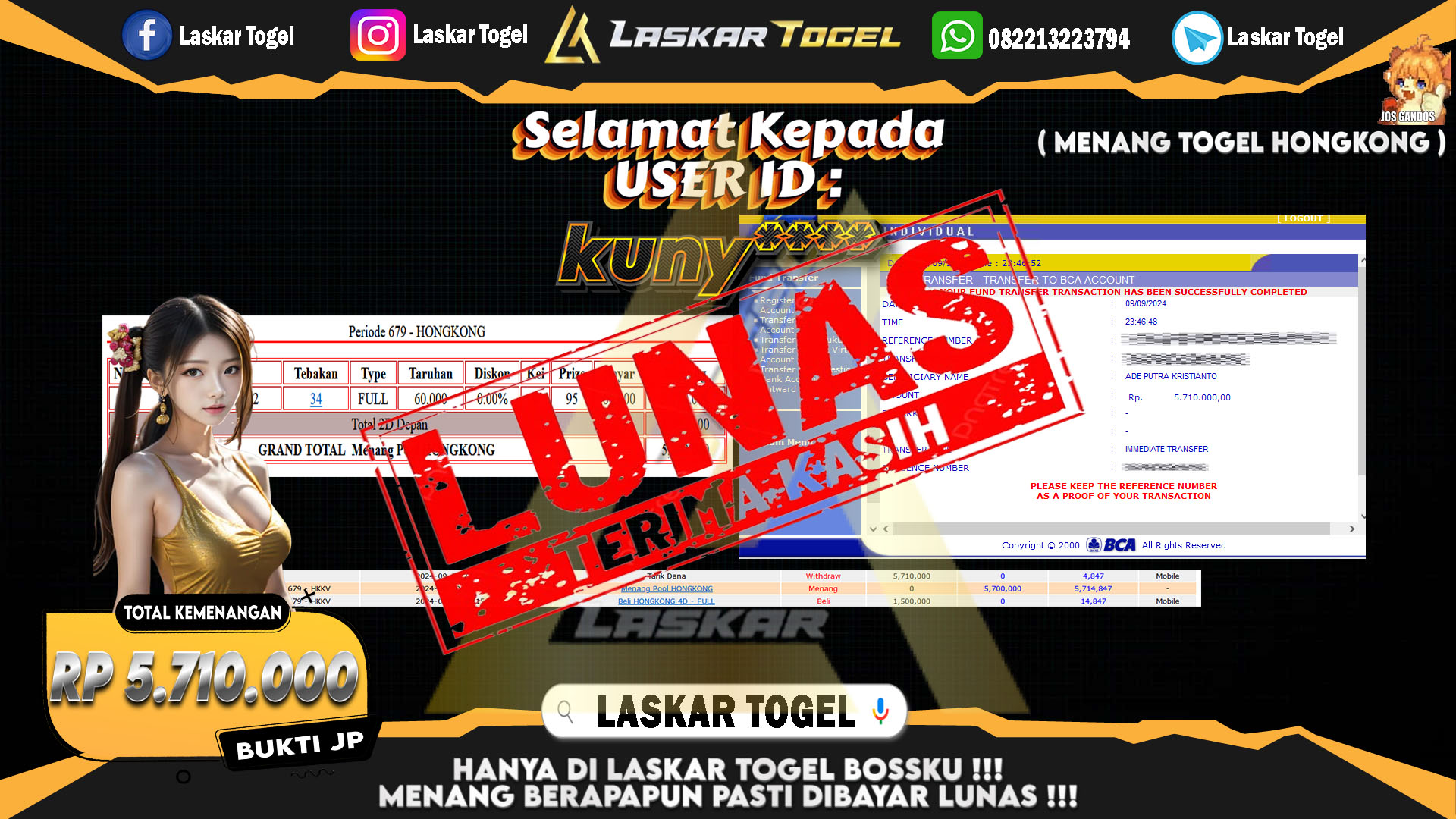 LASKARTOGEL JACKPOT TOGEL TOTO MACAU Rp.5.000.000.,- LUNAS