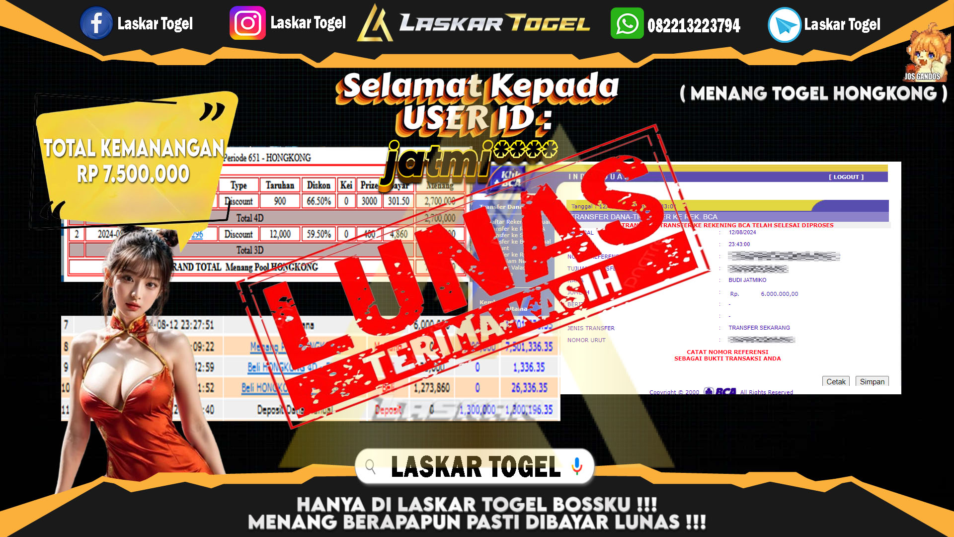 LASKARTOGEL JACKPOT TOGEL TOTO MACAU Rp.5.000.000.,- LUNAS