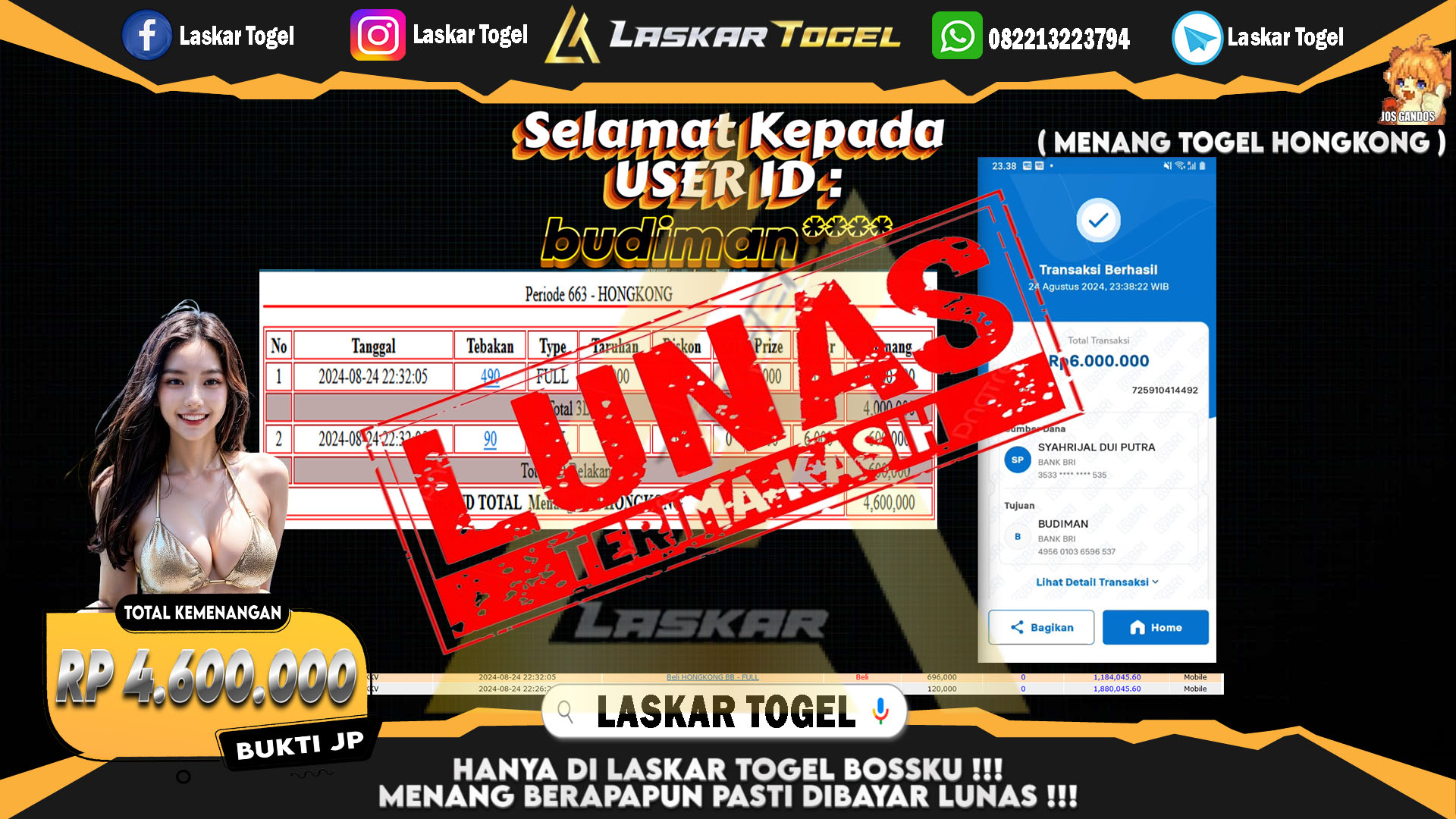 LASKARTOGEL JACKPOT TOGEL TOTO MACAU Rp.5.000.000.,- LUNAS