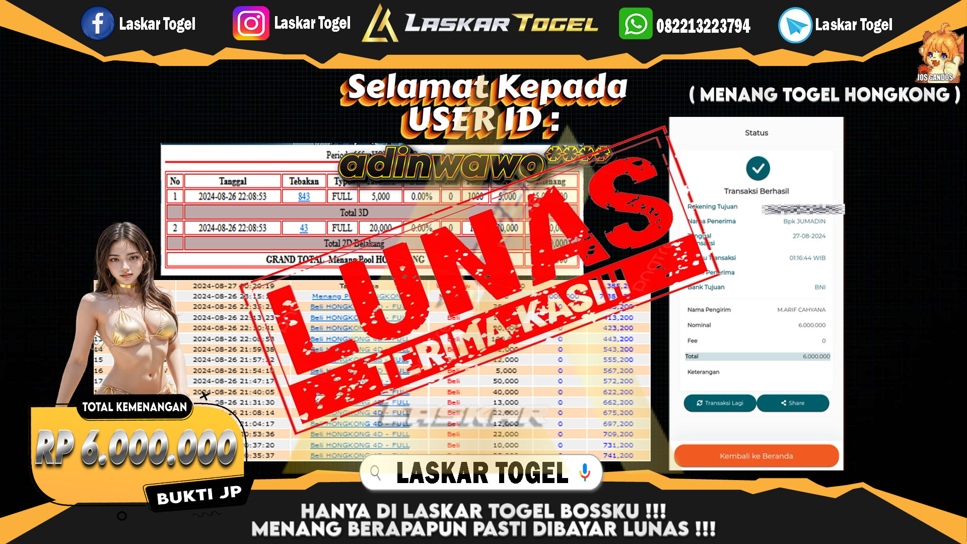 LASKARTOGEL JACKPOT TOGEL TOTO MACAU Rp.5.000.000.,- LUNAS