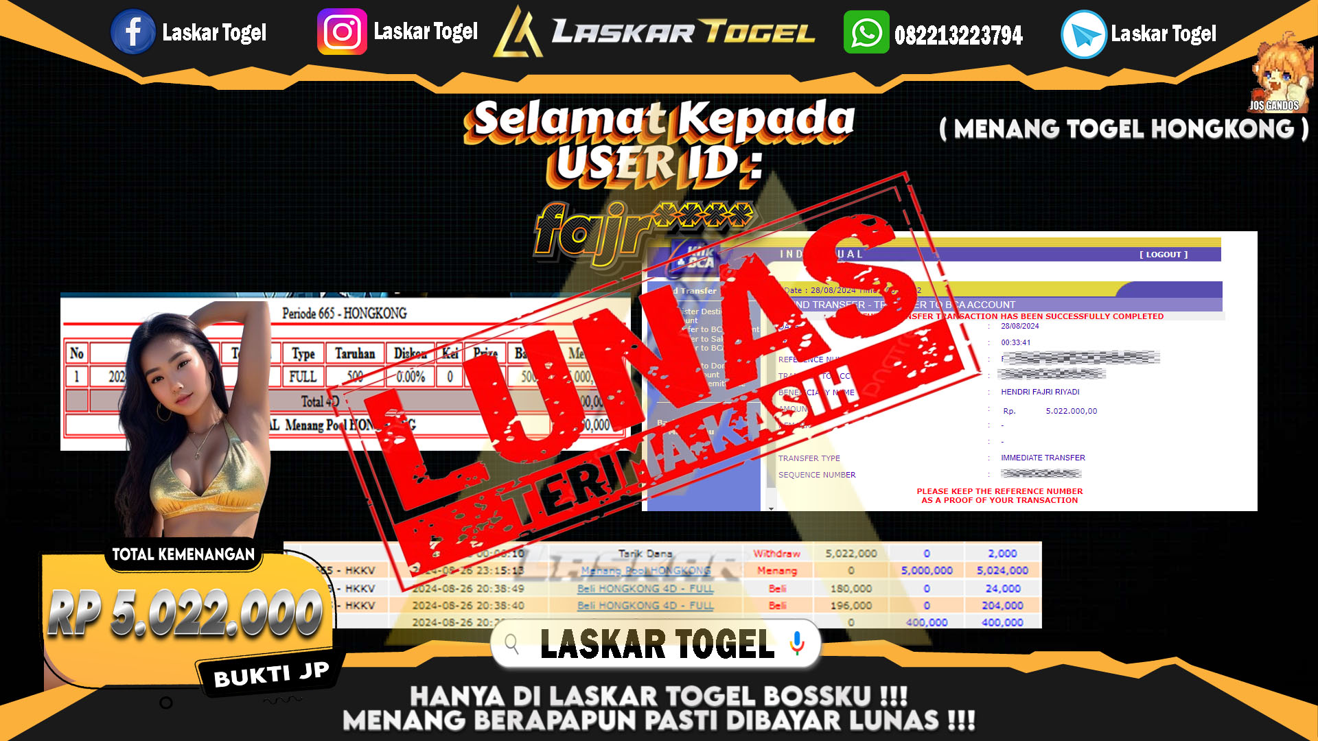 LASKARTOGEL JACKPOT TOGEL TOTO MACAU Rp.5.000.000.,- LUNAS