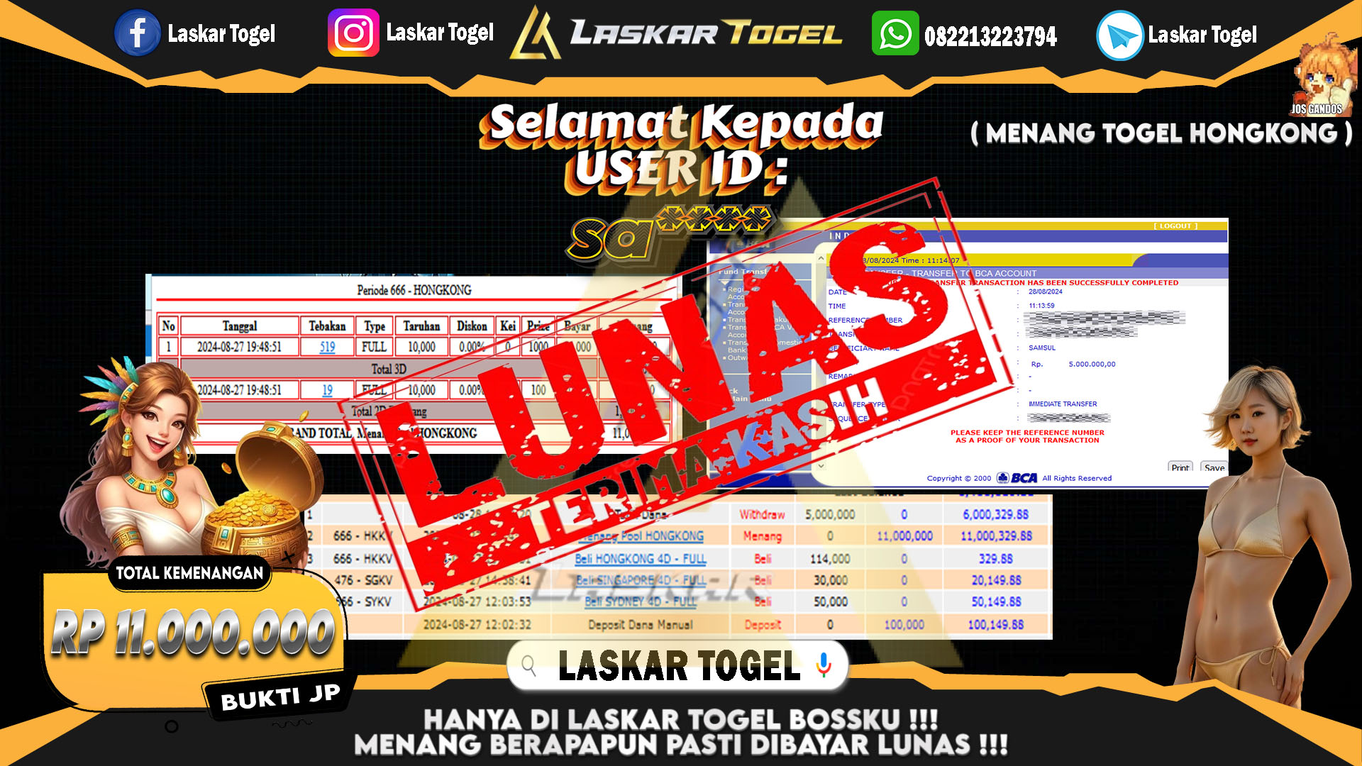 LASKARTOGEL JACKPOT TOGEL TOTO MACAU Rp.5.000.000.,- LUNAS