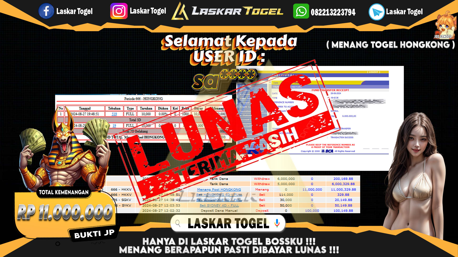 LASKARTOGEL JACKPOT TOGEL TOTO MACAU Rp.5.000.000.,- LUNAS