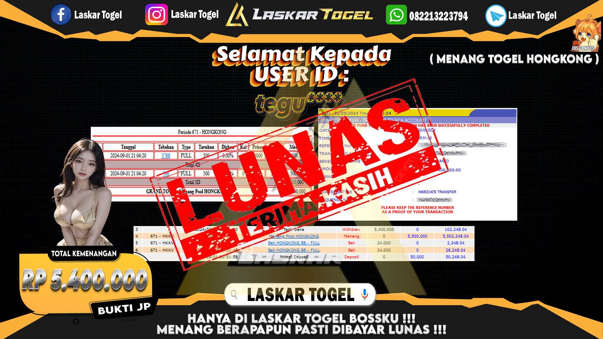 LASKARTOGEL JACKPOT TOGEL TOTO MACAU Rp.5.000.000.,- LUNAS