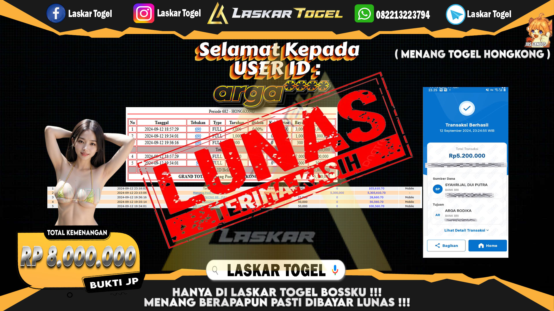 LASKARTOGEL JACKPOT TOGEL TOTO MACAU Rp.5.000.000.,- LUNAS