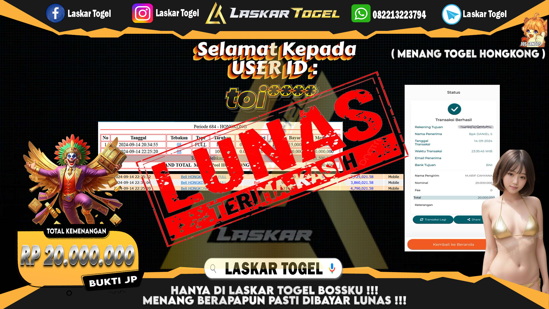 LASKARTOGEL JACKPOT TOGEL TOTO MACAU Rp.5.000.000.,- LUNAS