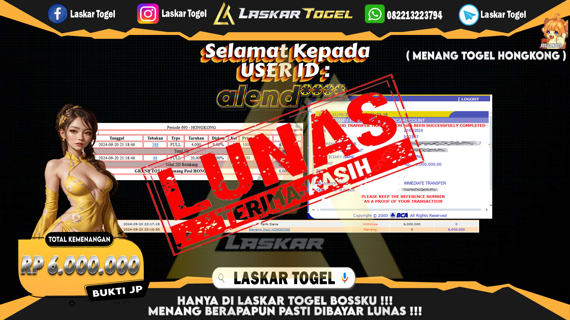 LASKARTOGEL JACKPOT TOGEL TOTO MACAU Rp.5.000.000.,- LUNAS