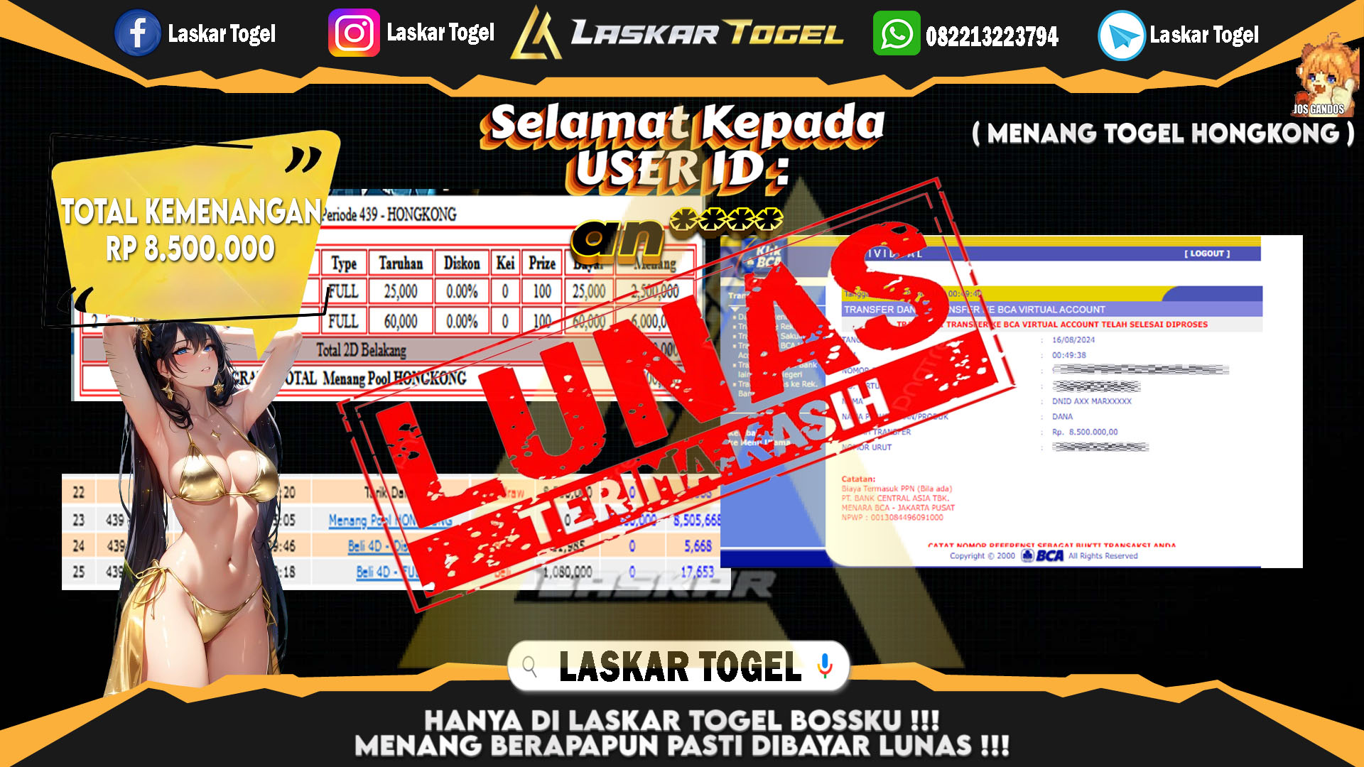 LASKARTOGEL JACKPOT TOGEL TOTO MACAU Rp.5.000.000.,- LUNAS