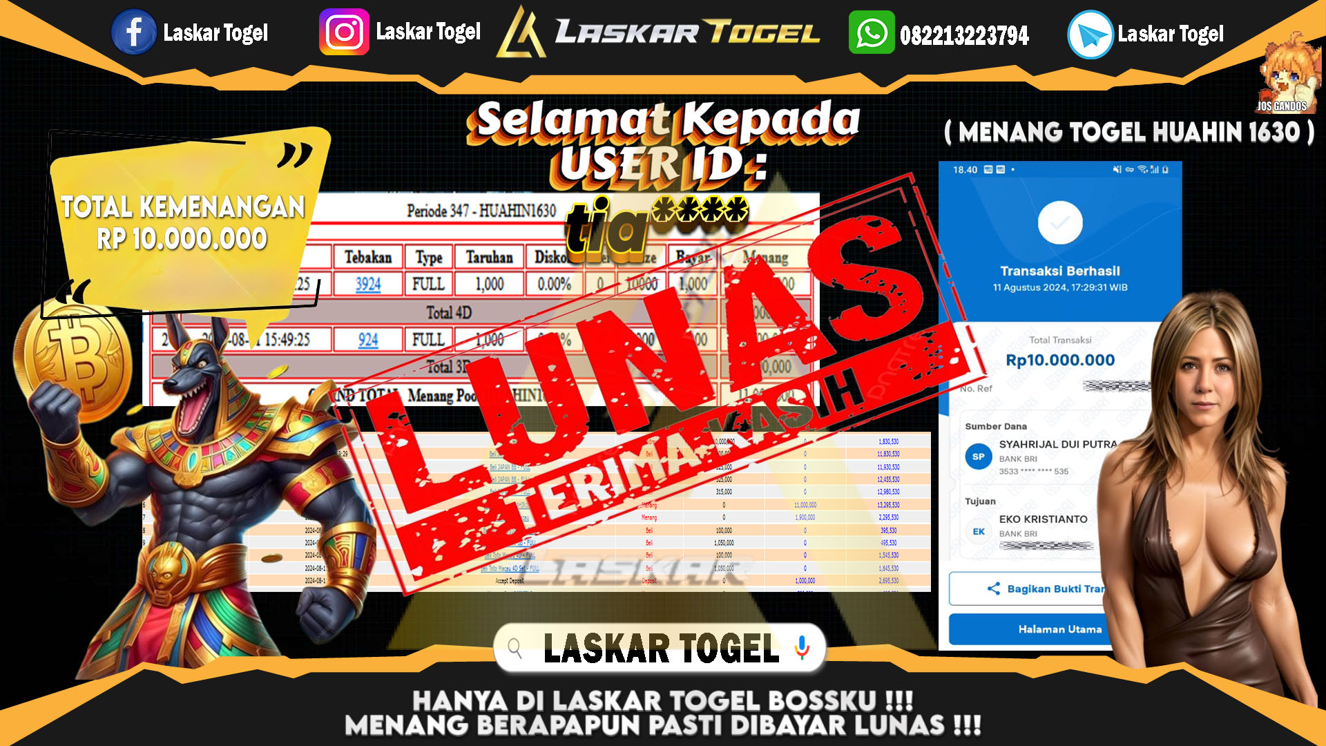 LASKARTOGEL JACKPOT TOGEL TOTO MACAU Rp.5.000.000.,- LUNAS