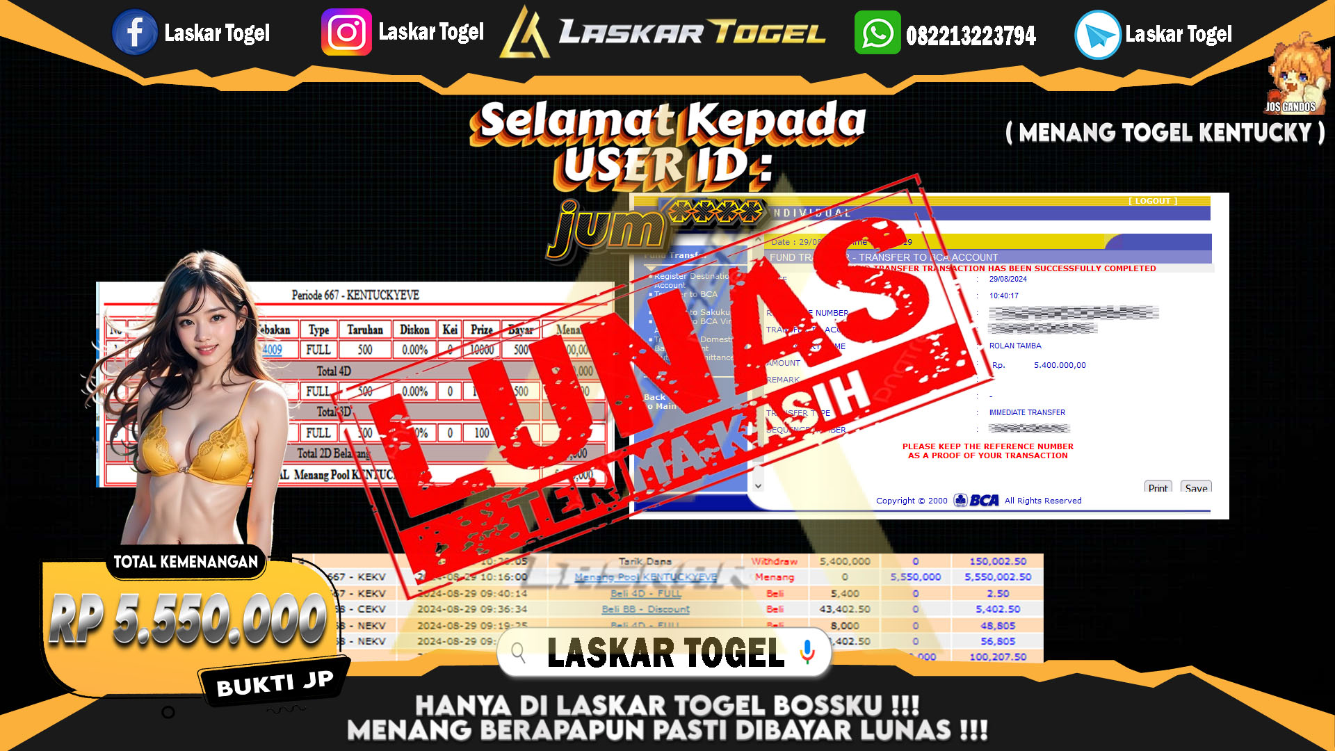LASKARTOGEL JACKPOT TOGEL TOTO MACAU Rp.5.000.000.,- LUNAS