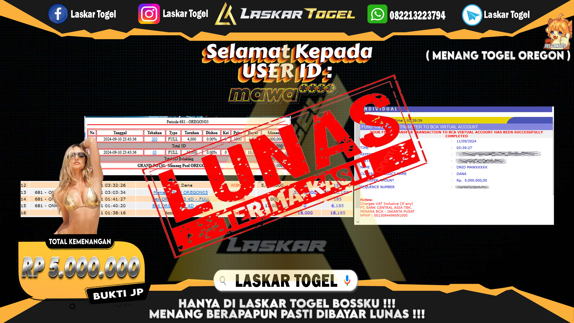 LASKARTOGEL JACKPOT TOGEL TOTO MACAU Rp.5.000.000.,- LUNAS